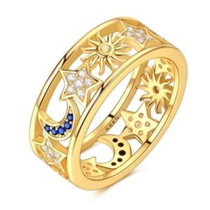 Celestial Sun, Moon & Star Gold Ring